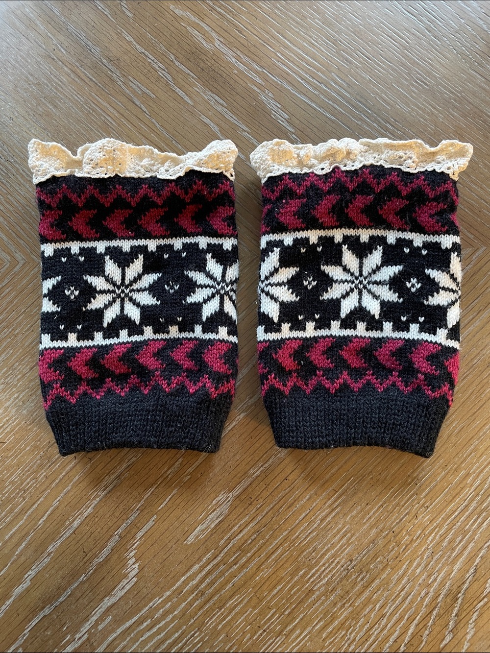 Knit Boot Cuffs with Lace Trim